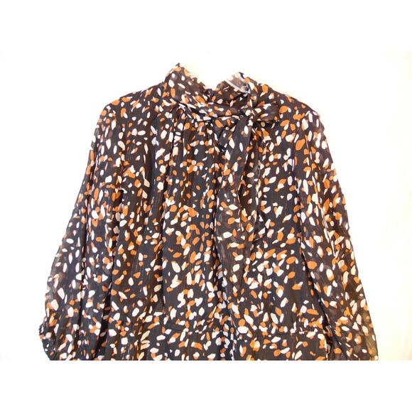 NWT London Times Dress Womens 16W Multi Tie Neck Chiffon Fit‎ & Flare Midi $130 - Picture 9 of 13